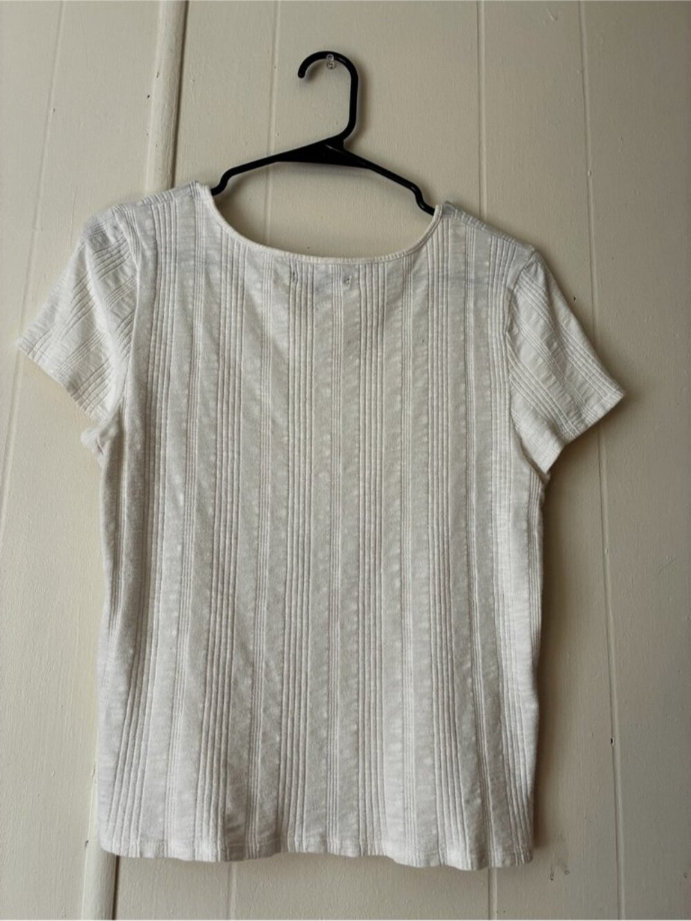 Cream Ribbed Button-Front Short Sleeve Top - Picture 2 of 2